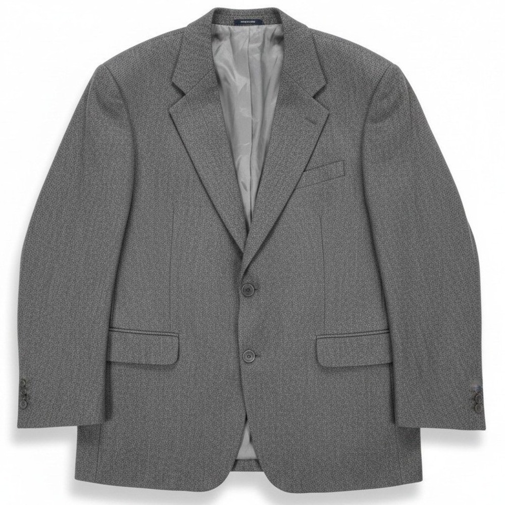 Meeting Street Grey Herringbone 100% Lambswool Blazer, Men's 46R Sport Coat